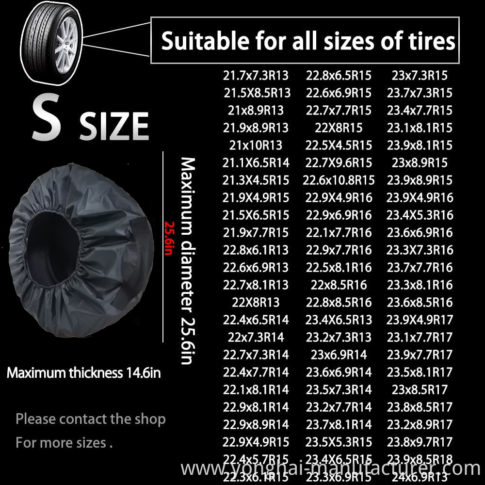 Tire Spare Tire Cover Portable Wheel Bags Winter Tire Cover Eco-Friendly Handle for Easy Transportation 4pcs Fits 21-26Inch